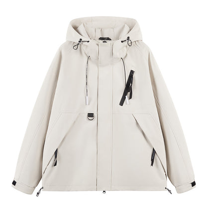 Men Water-Repellent Leisure Jacket with Adjustable Collar and Practical Zipper Pockets Skorter