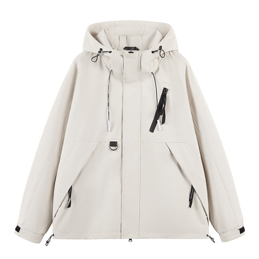 Men Water-Repellent Leisure Jacket with Adjustable Collar and Practical Zipper Pockets Skorter