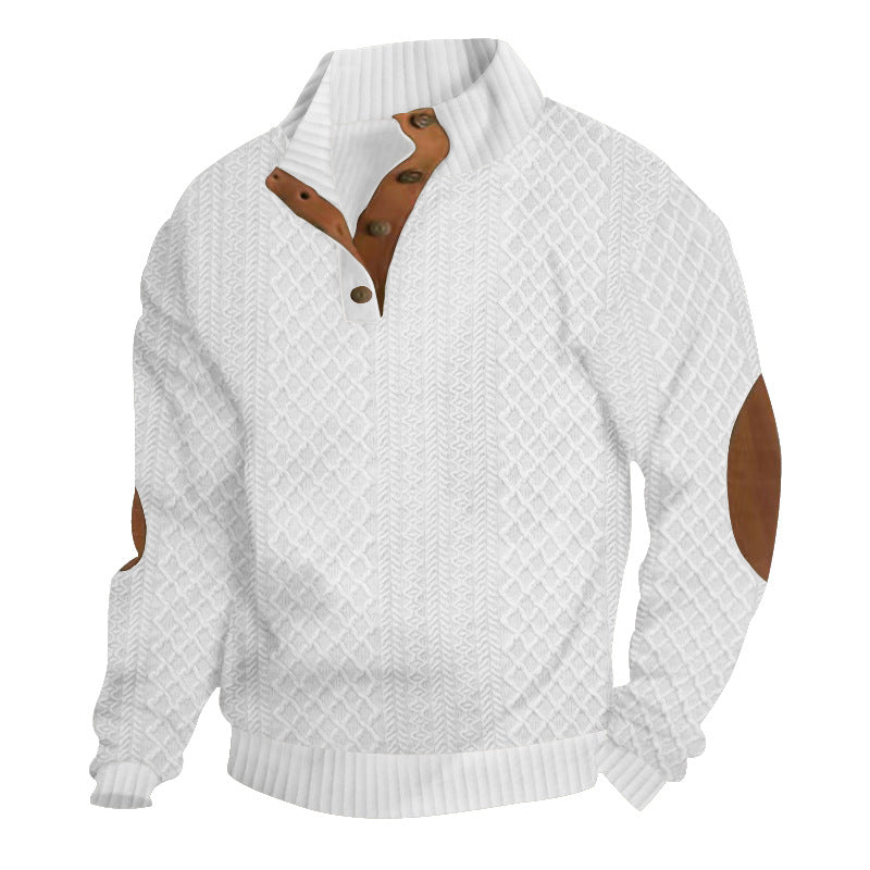 Men's sweatshirt with textured knit pattern and leather details Skorter