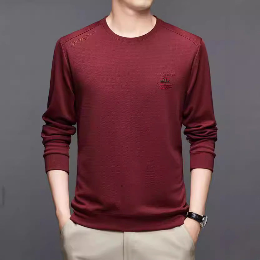 Herrtröja med lång ärm och texturerad design, sportig skorter