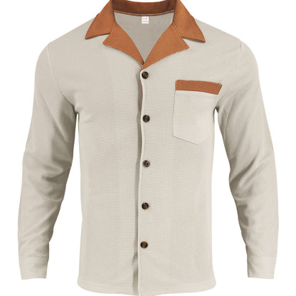 Men's stylish long-sleeve shirt with textured design and practical chest pocket Skorter