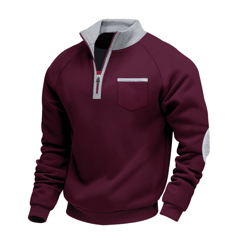Men's sporty sweater with half zipper and modern contrast details Skorter