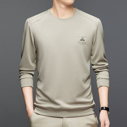 Herrtröja med lång ärm och texturerad design, sportig skorter