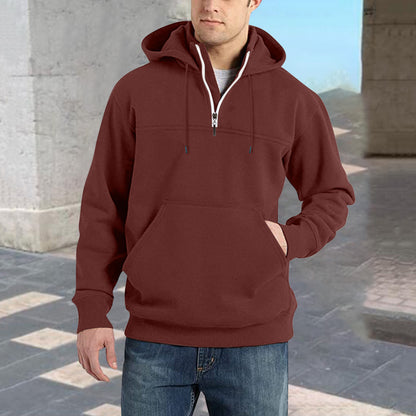 Men's stylish hoodie with half zipper and practical kangaroo pockets Skorter
