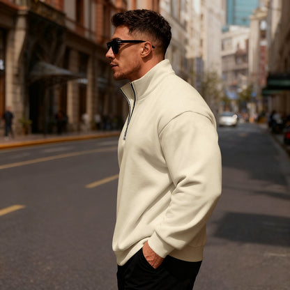 Men's sporty sweater with stand-up collar and half zipper Skorter