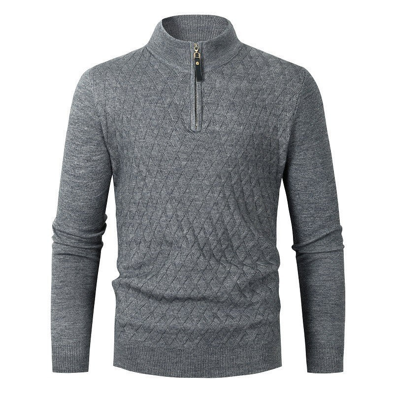 Men's sweater with modern diamond pattern and zipper Skorter