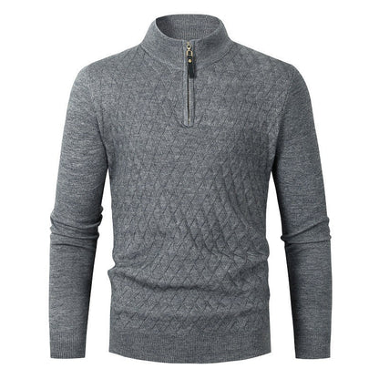 Men's sweater with modern diamond pattern and zipper Skorter
