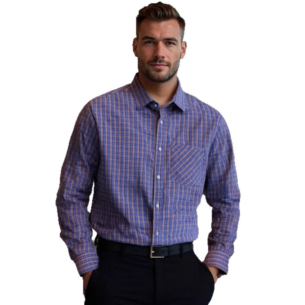 Men's stylish check shirt with modern cut and chest pocket Skorter