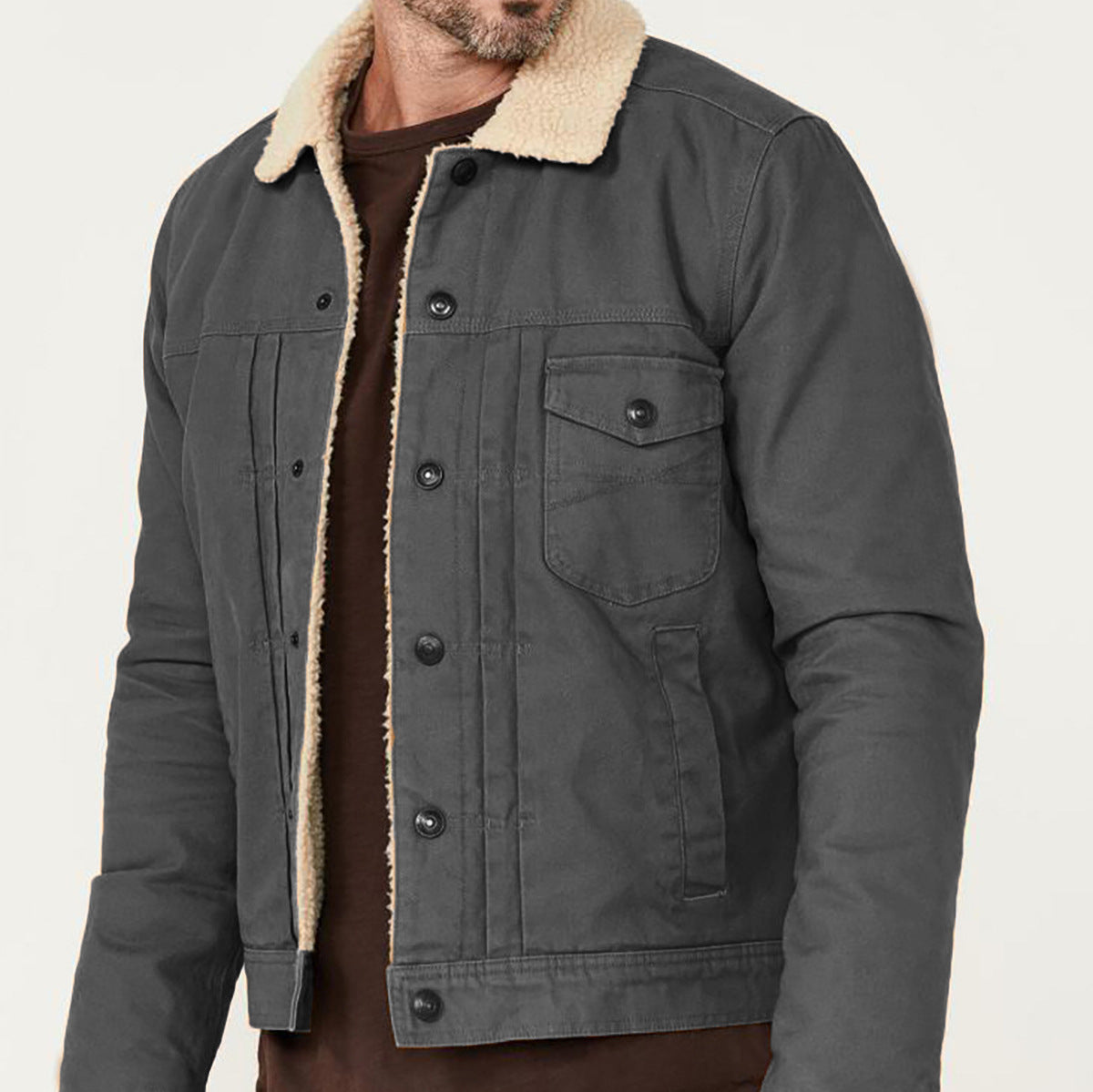 Men's cozy denim jacket with Sherpa lining Skorter