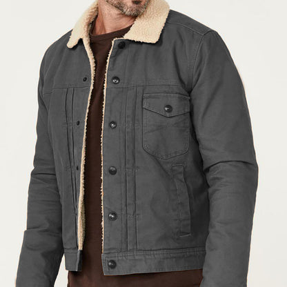Men's cozy denim jacket with Sherpa lining Skorter