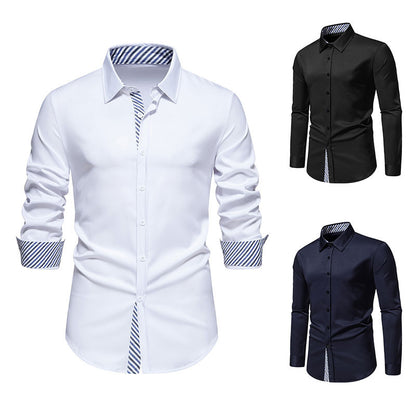 Men's Long Sleeve Shirt with Modern Contrast Design Skorter