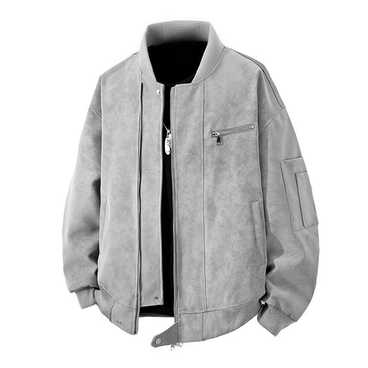 Men's Trendy Bomber Jacket in Vintage Look with Practical Zipper and Stylish Details Skorter