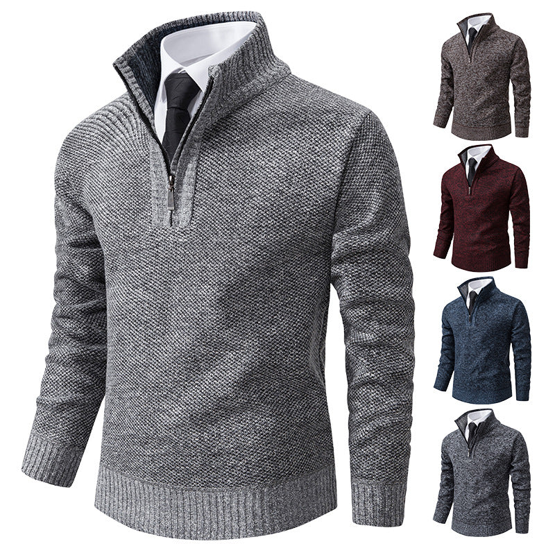 Men's sweater with modern zipper and structured surface Skorter