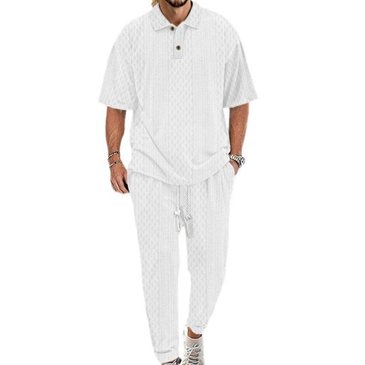 Men's Sporty Leisure Set with Structured Surface Skorter