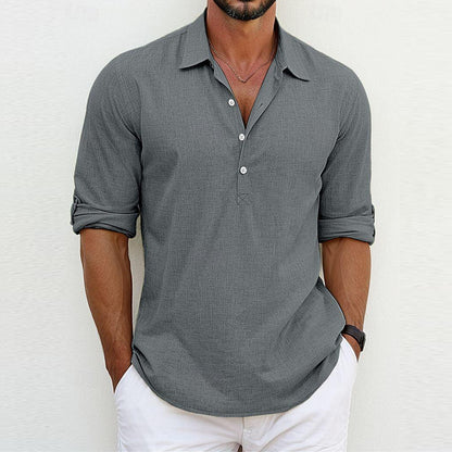 Men's stylish shirt with three-quarter sleeves and button placket Skorter