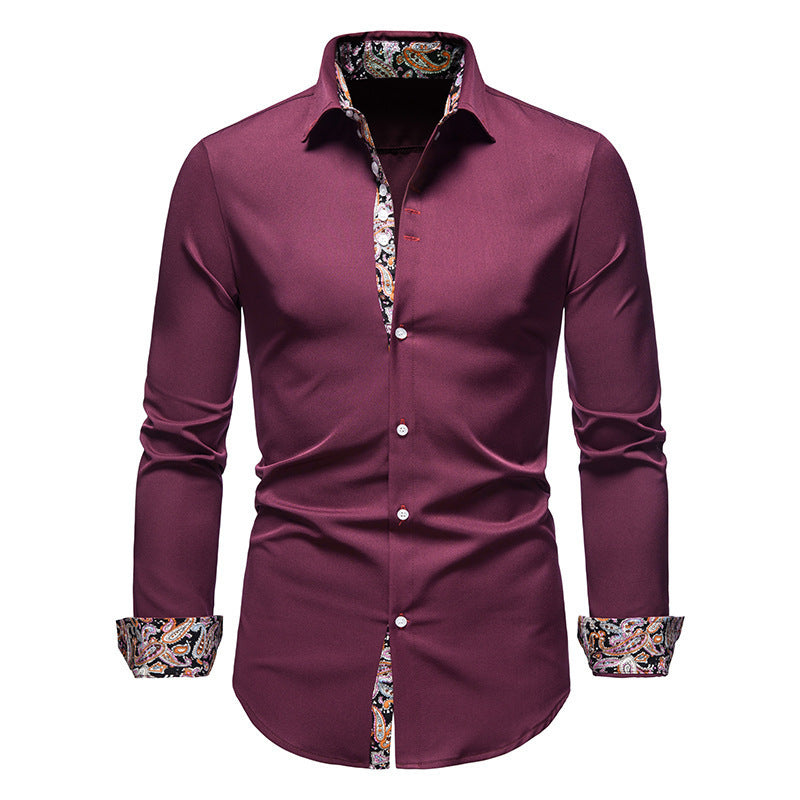 Men's long-sleeve shirt with modern paisley pattern and exclusive details Skorter