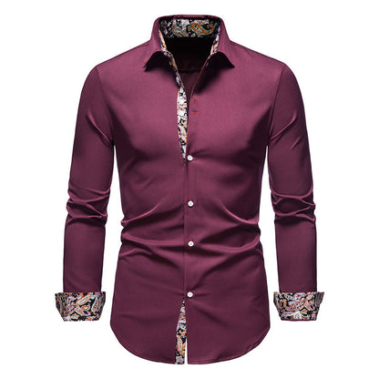 Men's long-sleeve shirt with modern paisley pattern and exclusive details Skorter