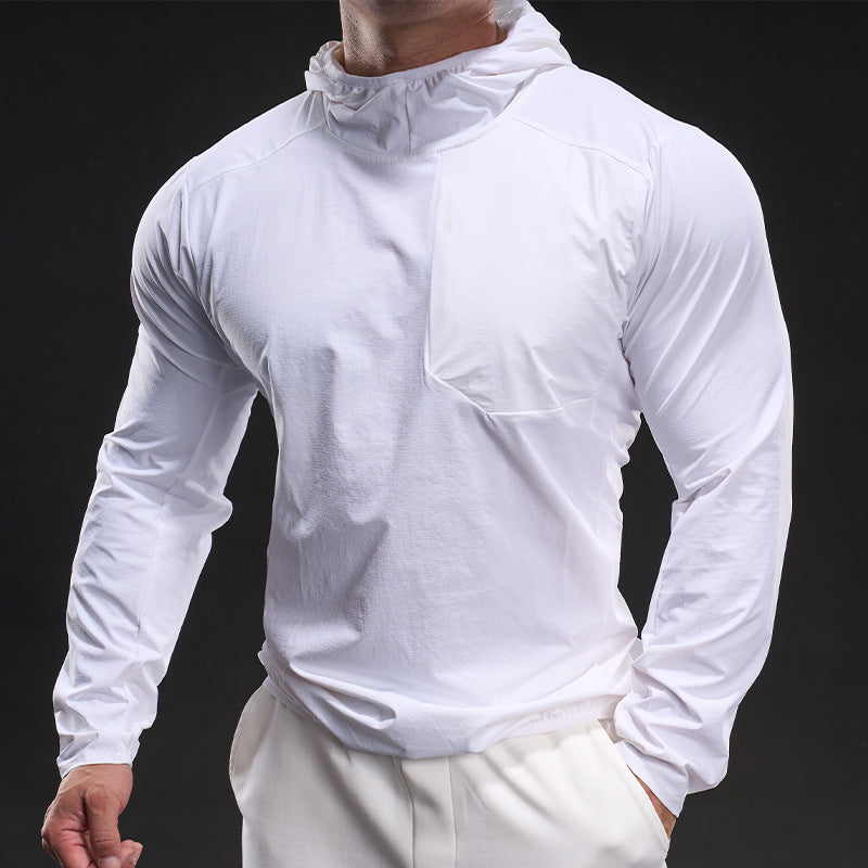 Herrskjorta med lång ärm och huva, andningsbar, kortärmad
