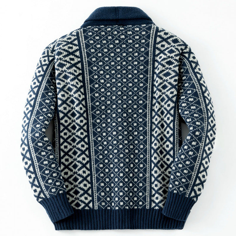 Men's cardigan with traditional Nordic pattern Skorter