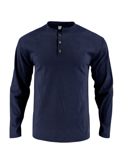 Men's long sleeve shirt with comfortable button placket and textured design Skorter