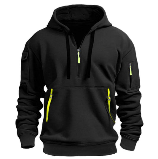 Men's Practical Hoodie with Side Zipper and Versatile Pockets Skorter