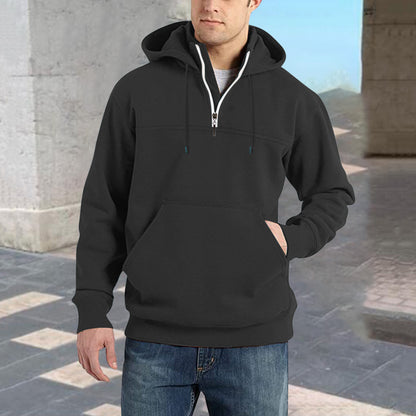 Men's stylish hoodie with half zipper and practical kangaroo pockets Skorter