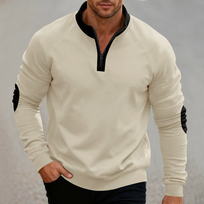 Men's sporty hoodie with short zipper and fashionable contrast elements Skorter