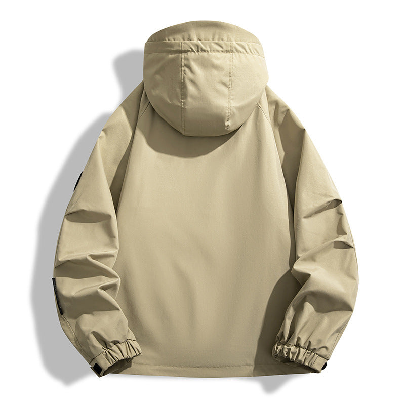 Men's All-Weather Jacket with Practical Pockets and Adjustable Hood Collar Skorter
