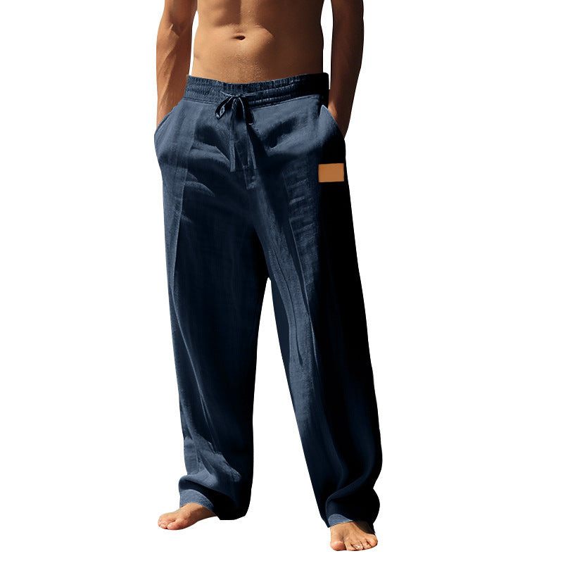 Herrbyxor i linne med resår i midjan, skorter