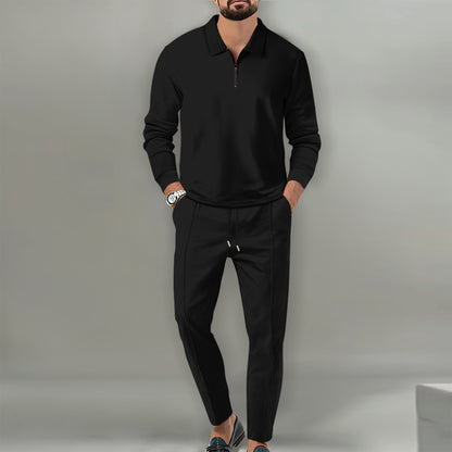 Men's sporty sweater with zipper and elegant slim-fit pants Skorter