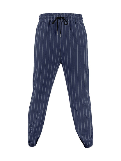 Men's elegant leisure pants with elastic waistband and side stripes Skorter