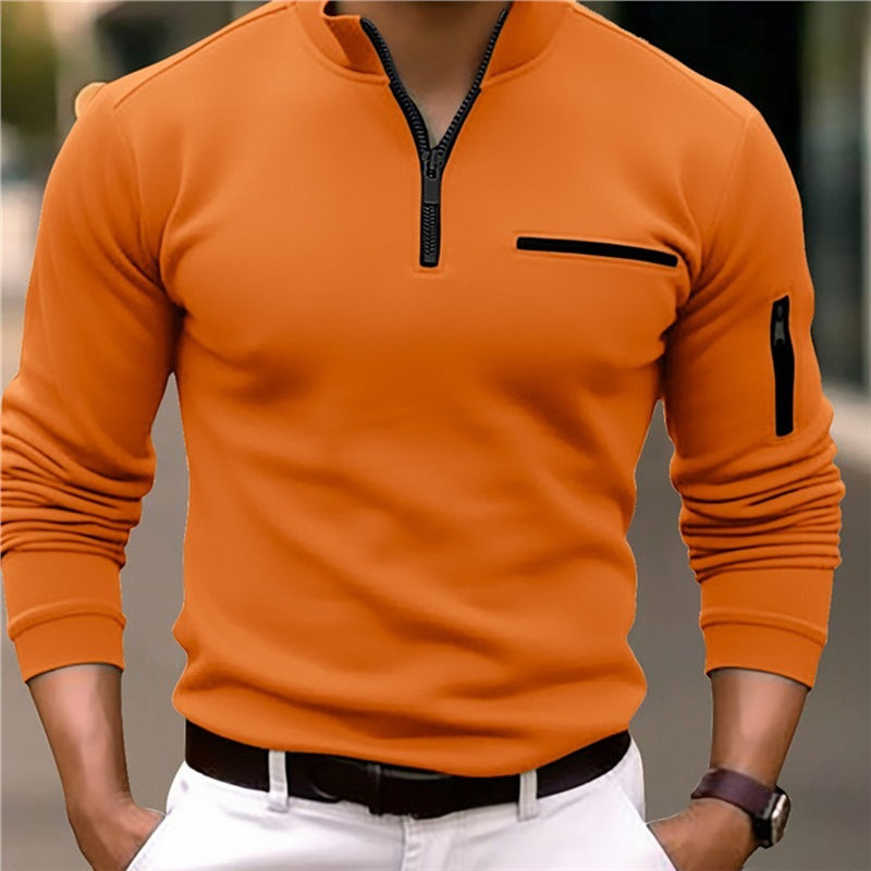 Men's sporty sweater with half zip and practical pockets Skorter