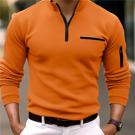 Men's sporty sweater with half zip and practical pockets Skorter