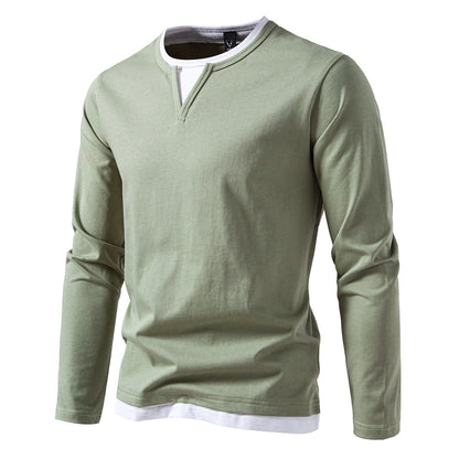 Men's long sleeve shirt with modern V-neck and cool layering details Skorter