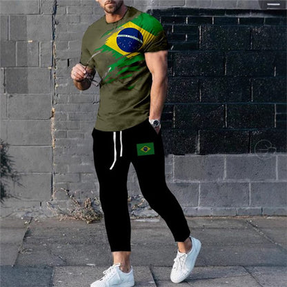 Men's stylish leisure set with dots Skorter