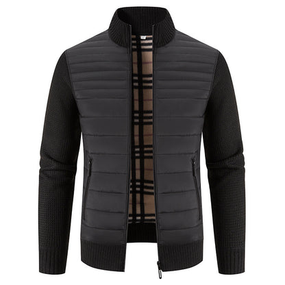 Men's quilted jacket with modern knit sleeves and high collar Skorter