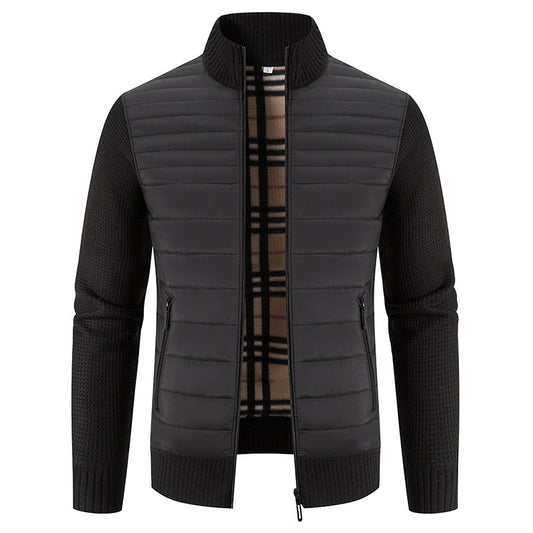 Men's quilted jacket with modern knit sleeves and high collar Skorter