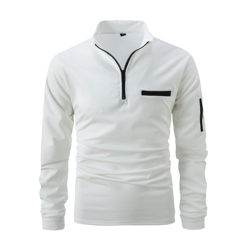 Men's sporty sweater with half zip and practical pockets Skorter