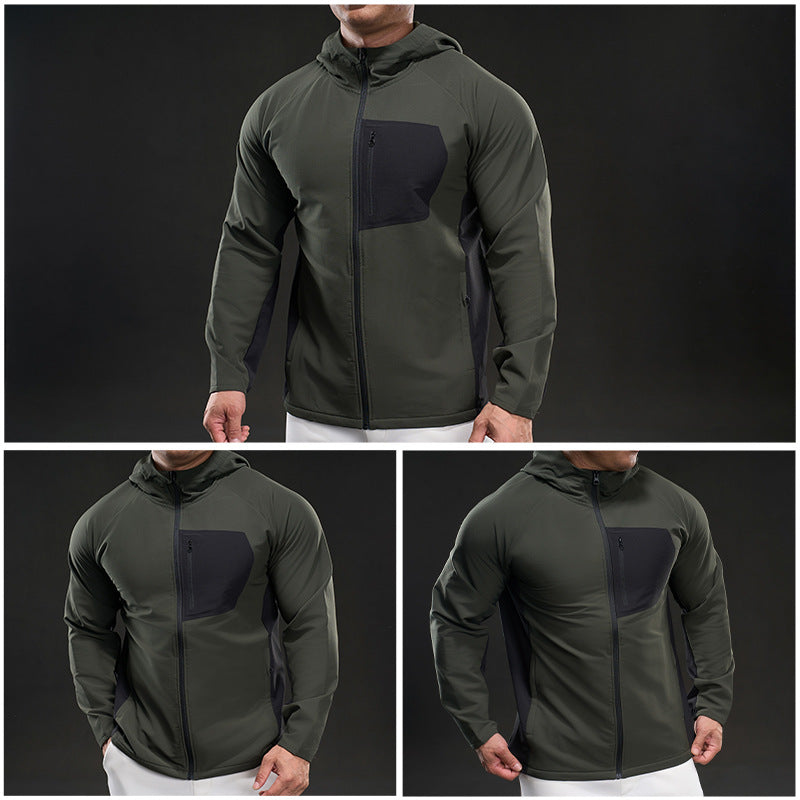 Andningsbar sportjacka för män med praktiska dragkedjefickor Skorter