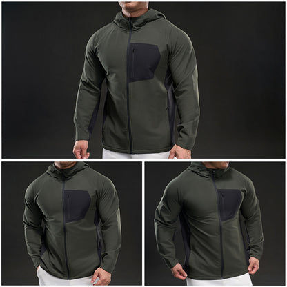 Andningsbar sportjacka för män med praktiska dragkedjefickor Skorter