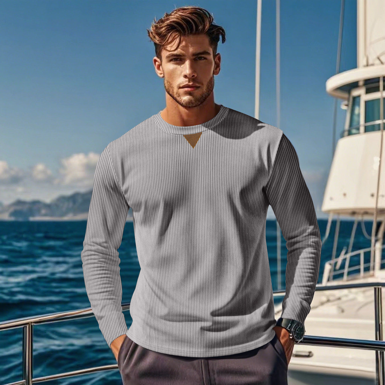 Men's sporty long-sleeve shirt with innovative texture design Skorter