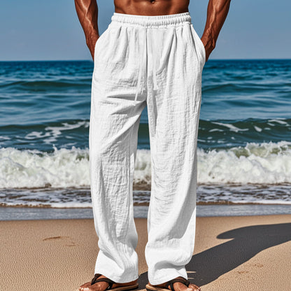 Men's airy beach pants with elastic waistband and practical side pockets Skorter