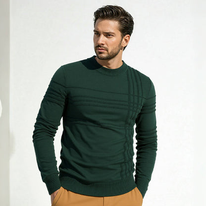 Men's sweater with modern textured design and high collar Skorter