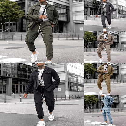 Men's stylish cargo pants with practical cut and casual jacket Skorter