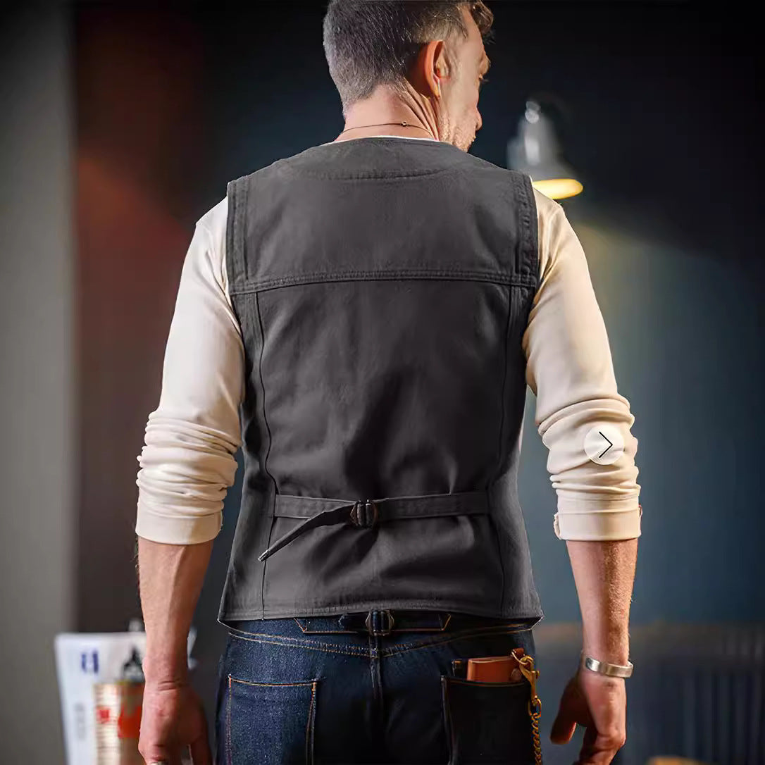 Men's fashionable vest in vintage style with pockets Skorter