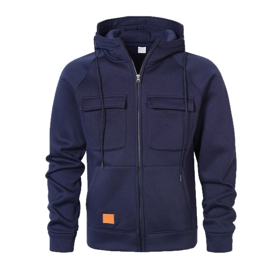 Men's Stylish Hooded Jacket with Practical Pockets and Zipper Skorter