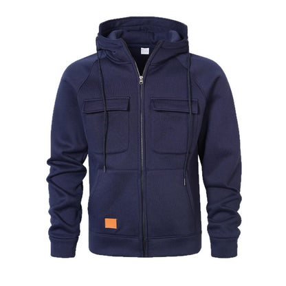 Men's Stylish Hooded Jacket with Practical Pockets and Zipper Skorter