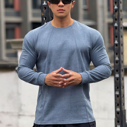 Men's Long Sleeve Sports Shirt with Seamless Processing and Fitted Cut Skorter