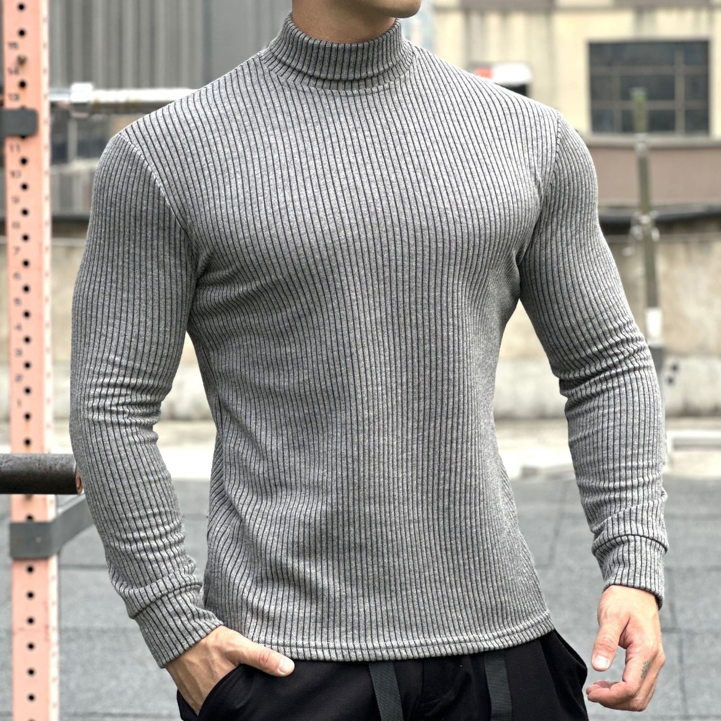 Men's elegant long-sleeve shirt with fashionable ribbed texture Skorter