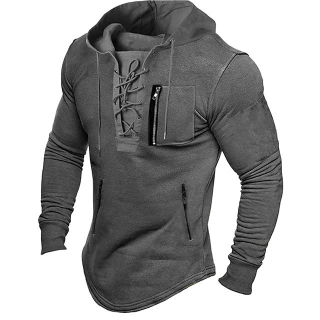 Men's stylish hoodie with unique lacing design Skorter